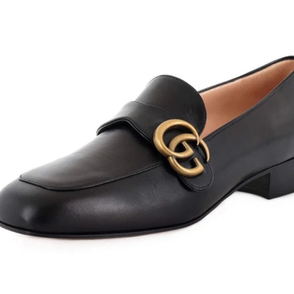 GUCCI Double G Black Leather Loafers NWOB! - Picture 1 of 7